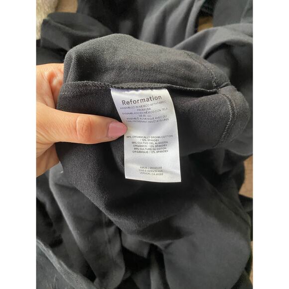 REFORMATION Wiley Knit Long Sleeve Black Dress Size Medium - Picture 9 of 9